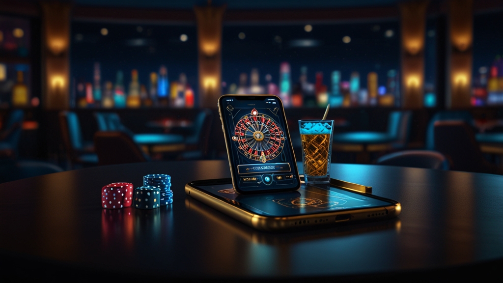 iPhone und iPad mit App-Einrichtung in atmosphärischer Casino-Szene